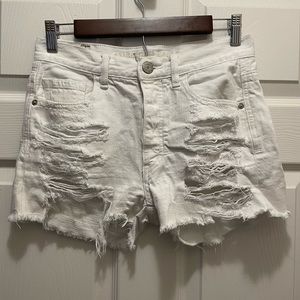 American Eagle white denim ripped shorts